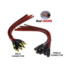 CCTV 12V DC Power Jack Cable with 5.1x2.1mm Male Injector Plug with Pigtail ( 2X2.5mm Full Copper, 25cm) (10 pigtail) RTB
