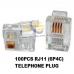 TM Passed Telephone Unshielded (UTP) Cat 3 / RJ11 6P4C Phone Plug(100pcs / pack)